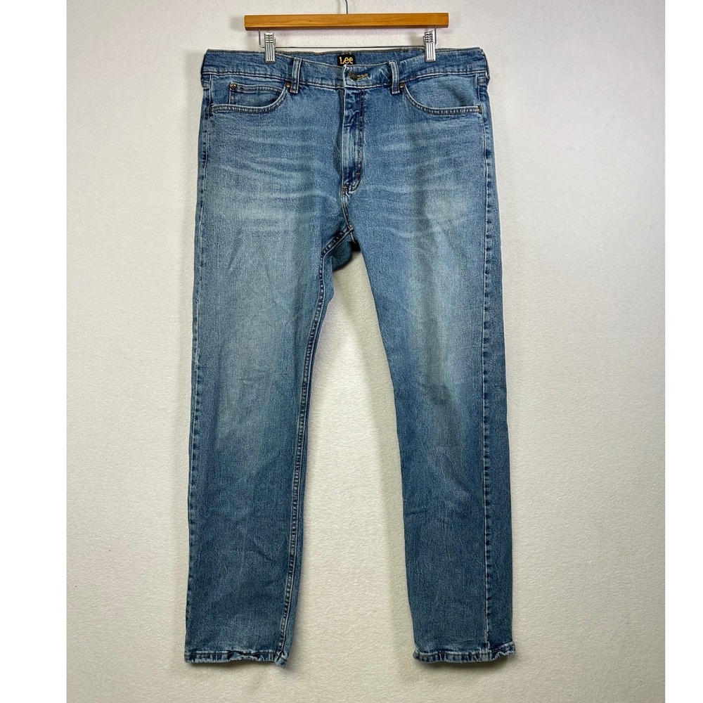 Lee Slim Fit Jeans Mens 38x34 Blue Medium Wash Stretch Denim TZS-R632-006